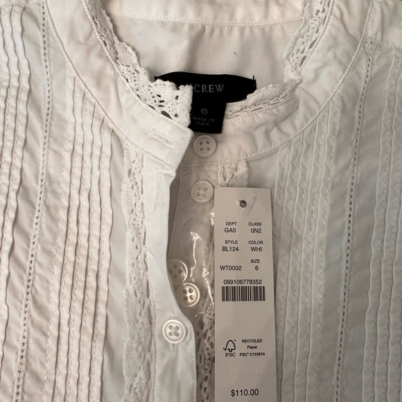 NWT J.Crew Lace-front button-up shirt size 6 - Picture 6 of 6